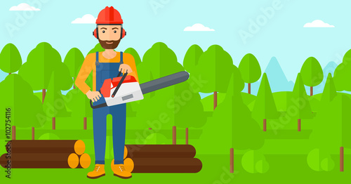 Lumberjack with chainsaw.