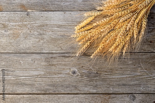 wheat on the wooden background