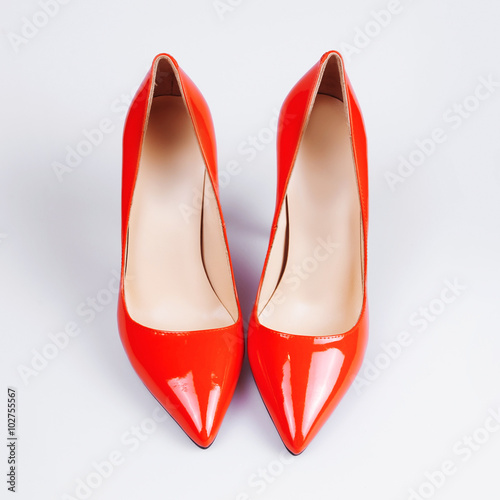 red female shoes