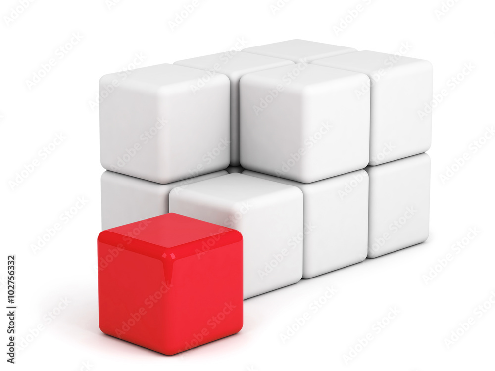 bright red box ouf of the crowd bright red box ouf of the crowd