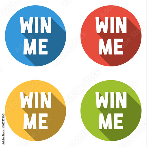 Collection of 4 colorful icons with Win me text
