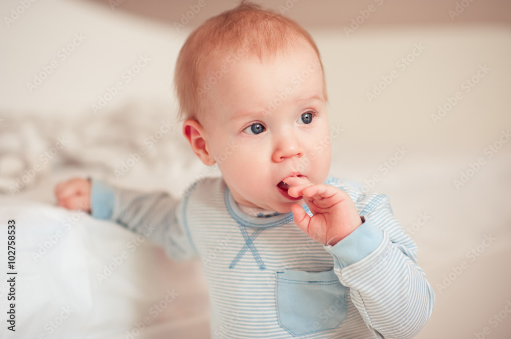 Cute baby boy 1 year old closeup. Childhood. Cute baby boy 1 year old closeup. Childhood.