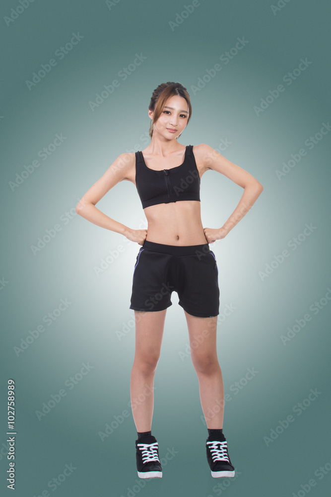 Cheerful sport girl of Asian Cheerful sport girl of Asian