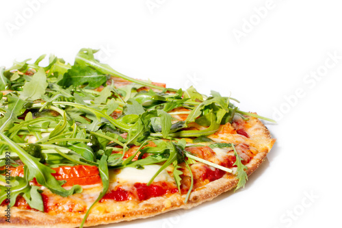 Balsamico Pizza mit Tomaten, Rucola, Mozzarella,