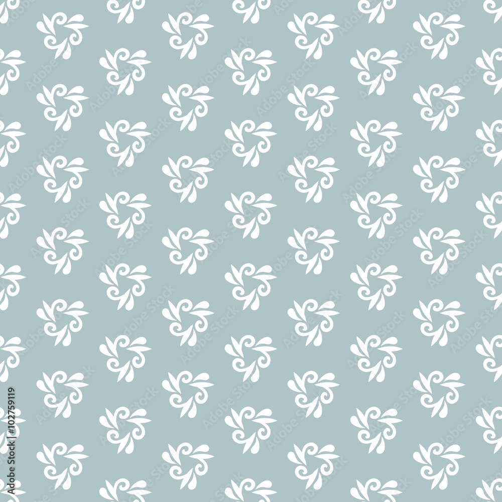 Floral vector light blue and white ornament. Seamless abstract classic fine pattern