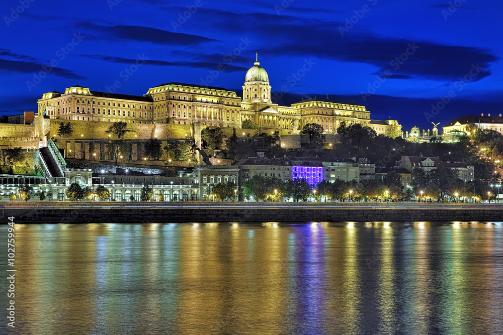 Evening view of the Royal Palace in the Buda Castle of Budapest, Hungary Evening view of the Royal Palace in the Buda Castle of Budapest, Hungary