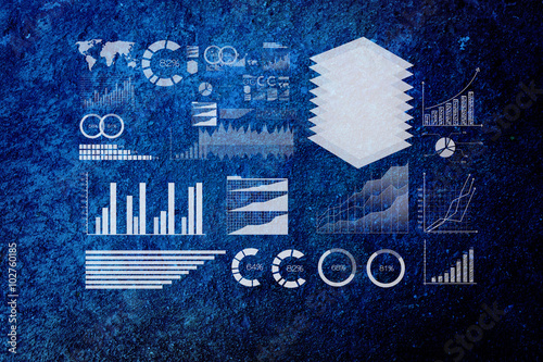 Abstract high tech background with graphs and diagrams