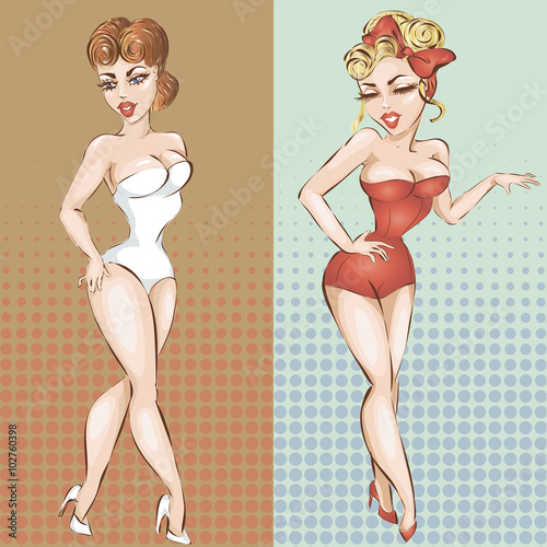 sexy pin-up girl in lingerie, vector illustration