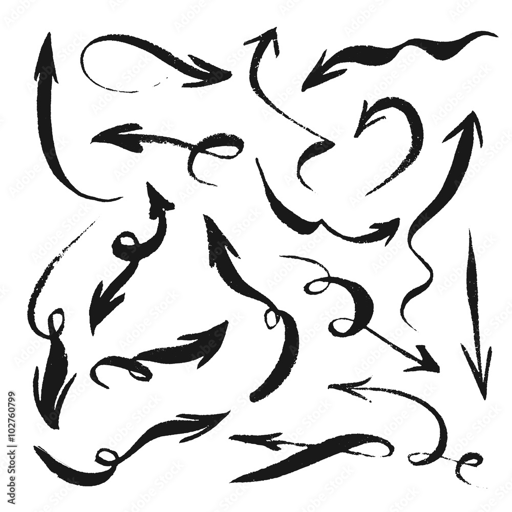 Obraz premium Isolated grunge hand drawn arrows set.