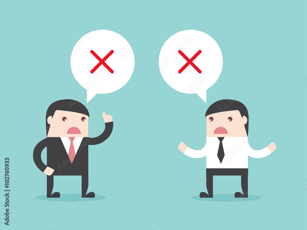 Executive and Businessman thinking wrong. Flat design for business financial marketing banking concept cartoon illustration. Executive and Businessman thinking wrong. Flat design for business financial marketing banking concept cartoon illustration.