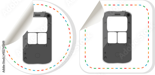 Smart phone with blank screen web button isolated on white background, vector