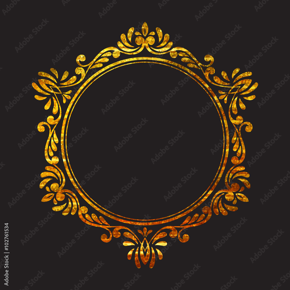 Elegant luxury retro floral gold frame.