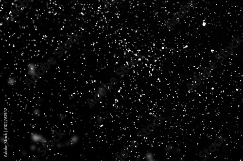 Fototapeta Falling snow isolated on black background