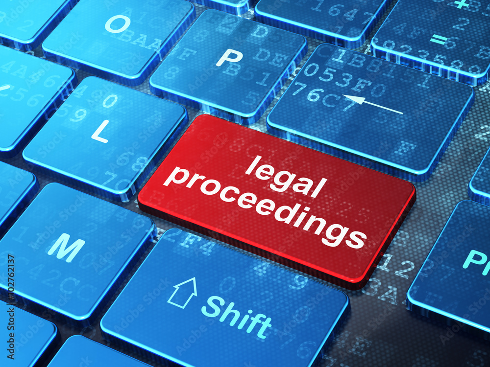 Fototapeta premium Law concept: Legal Proceedings on computer keyboard background