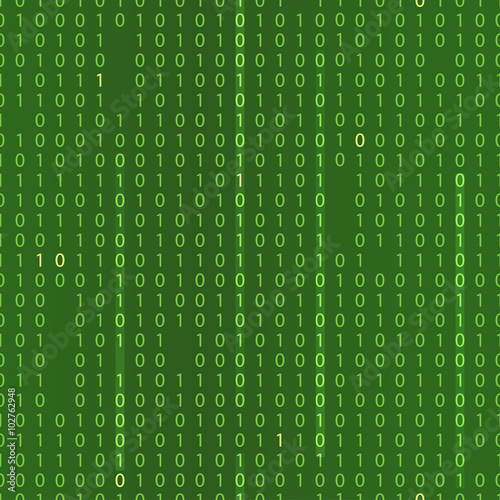 Stream of binary code. EPS 10 seamless green background