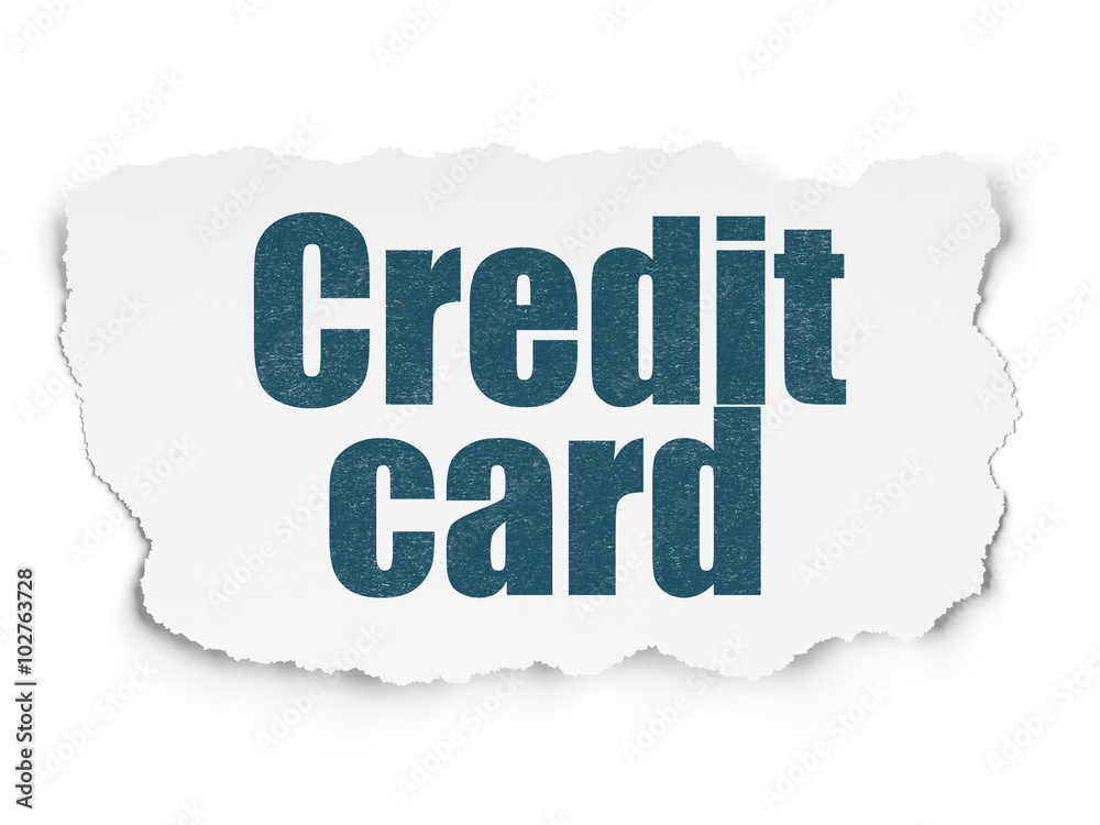 Banking concept: Credit Card on Torn Paper background