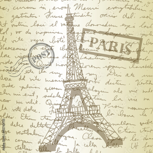 Wallpaper Mural table top with sketching paper and eiffel tower Torontodigital.ca