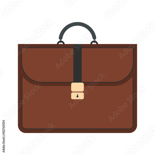 Brown business briefcase flat icon