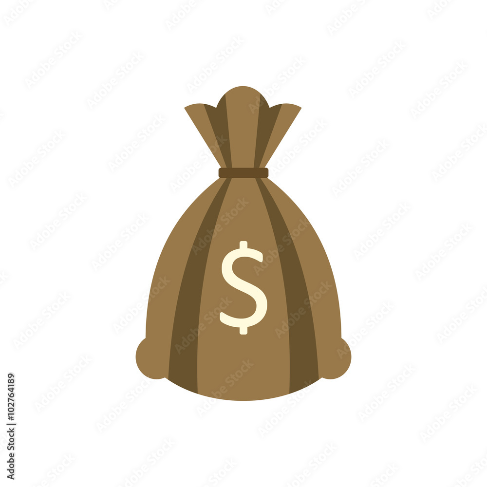 Money bag or sack flat icon 