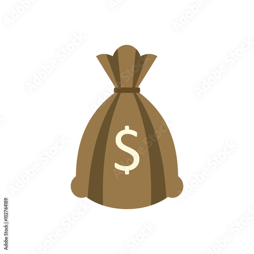Money bag or sack flat icon 