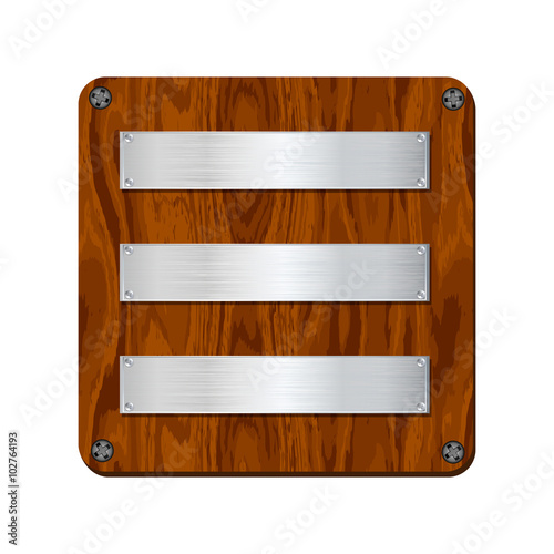 metal plate on wooden plank...