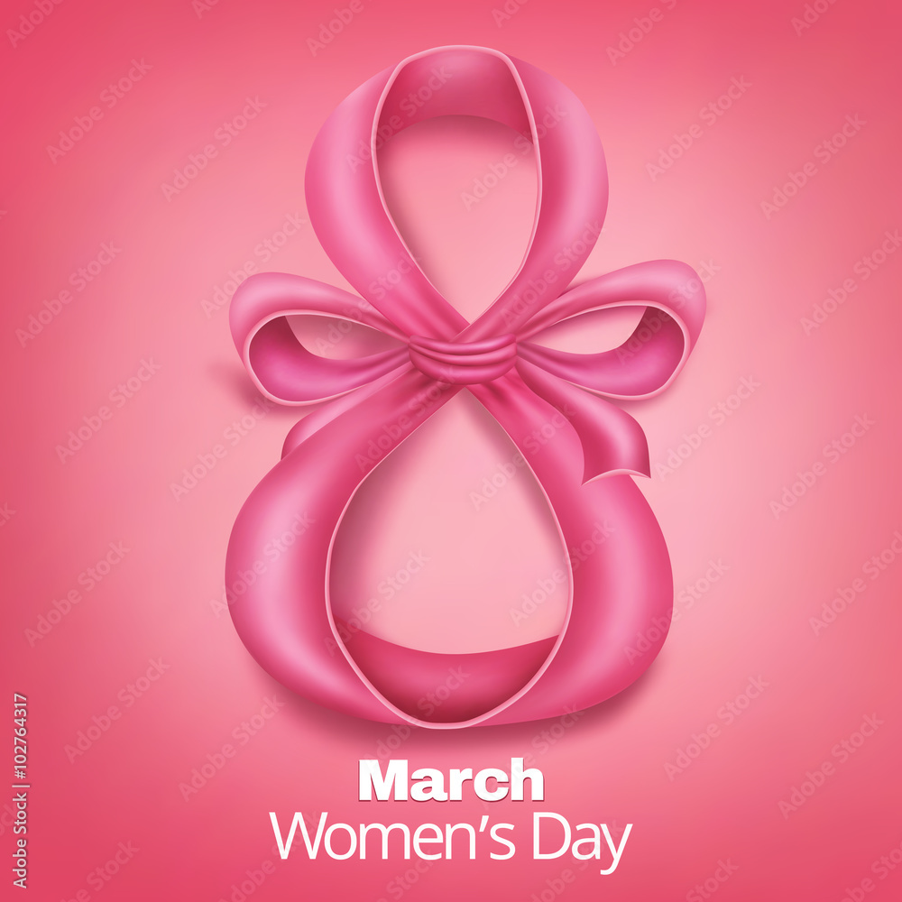 International womens day greeting card. Ribbon concept