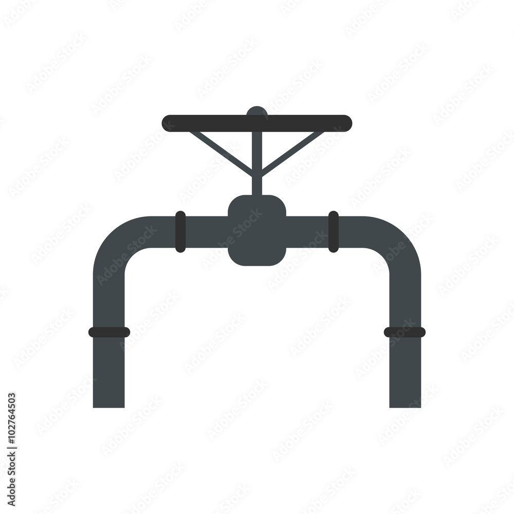 Pipeline with valve and handwheel flat icon Pipeline with valve and handwheel flat icon