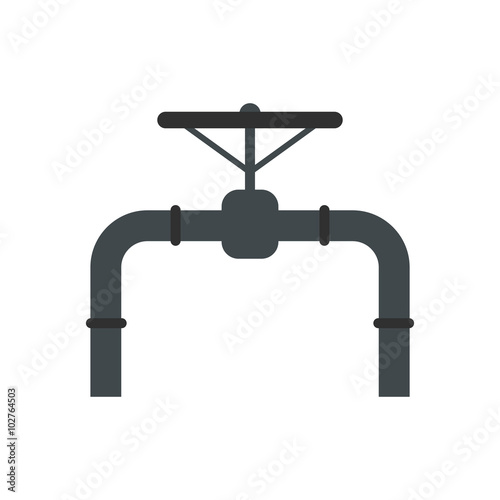Pipeline with valve and handwheel flat icon