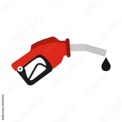 Red gas station gun flat icon