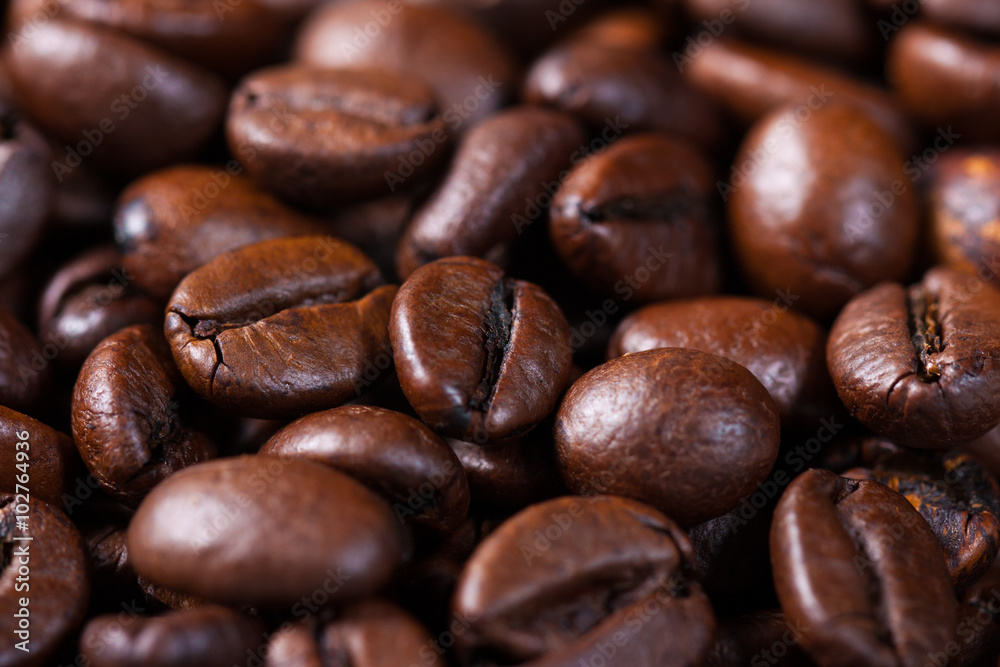 Macro shut of a roasted coffee beans - stock photo Macro shut of a roasted coffee beans - stock photo