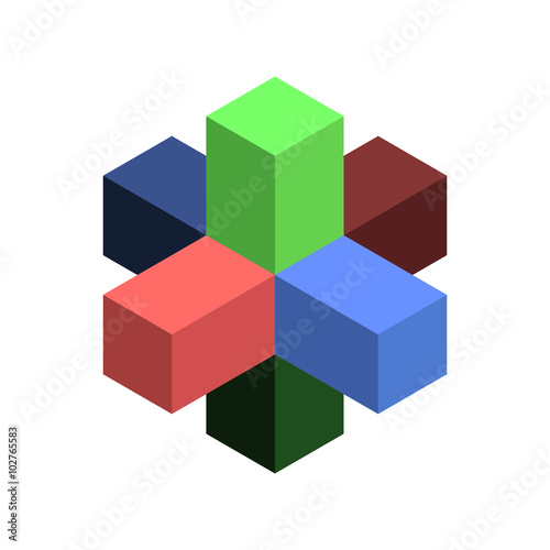 Abstract isometric 3d object. Vector illustration.