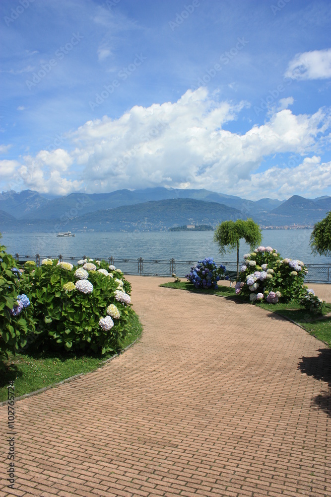 Naklejka premium Waterfront Stresa in summer at Lake Maggiore, Piedmont Italy