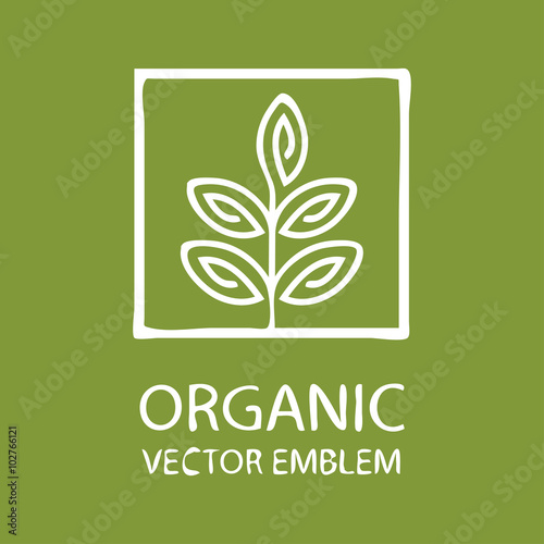 Vector abstract organic emblem, outline monogram, flower symbol