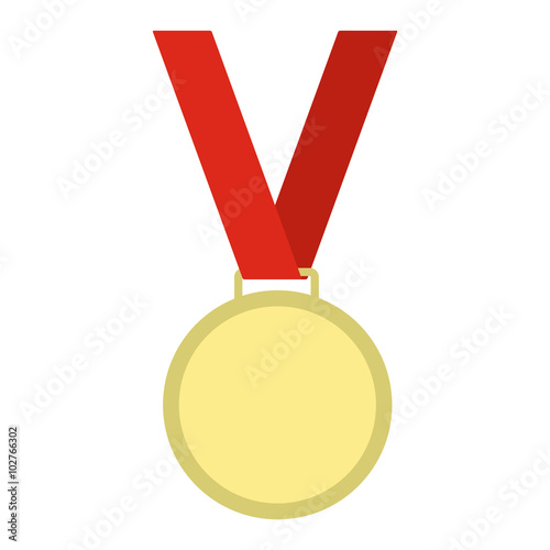 Medal with red ribbon flat icon