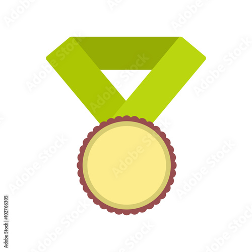 Medal with yellow ribbon flat icon