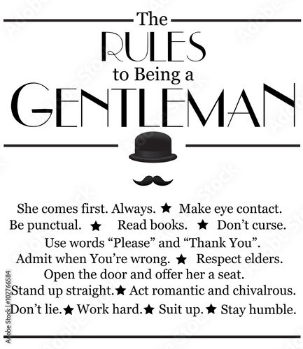 The rules to beaing a gentleman - vector art.