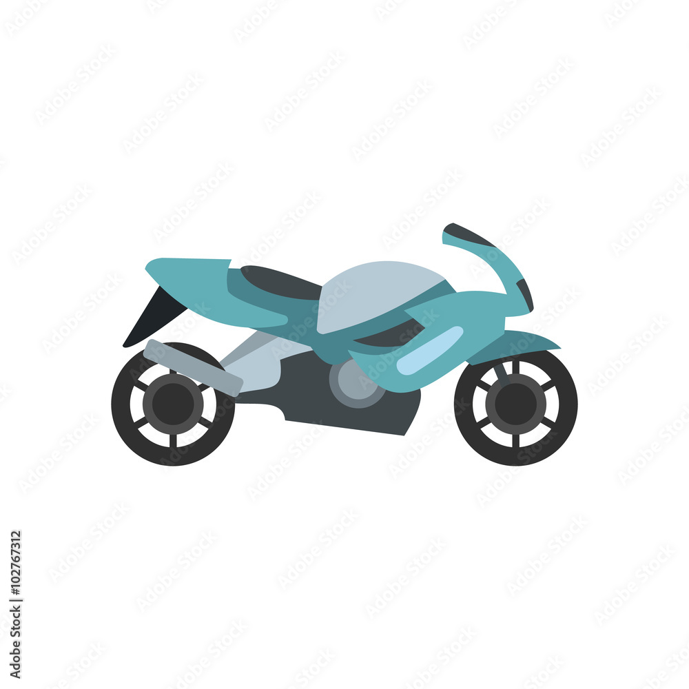 Obraz premium Motorcycle blue flat icon