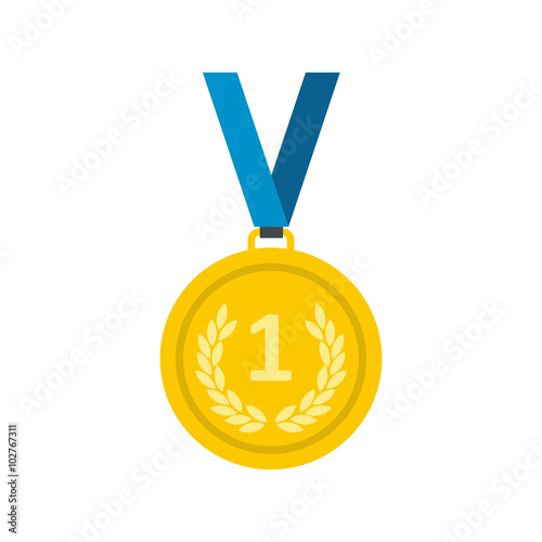 Golden medal flat icon