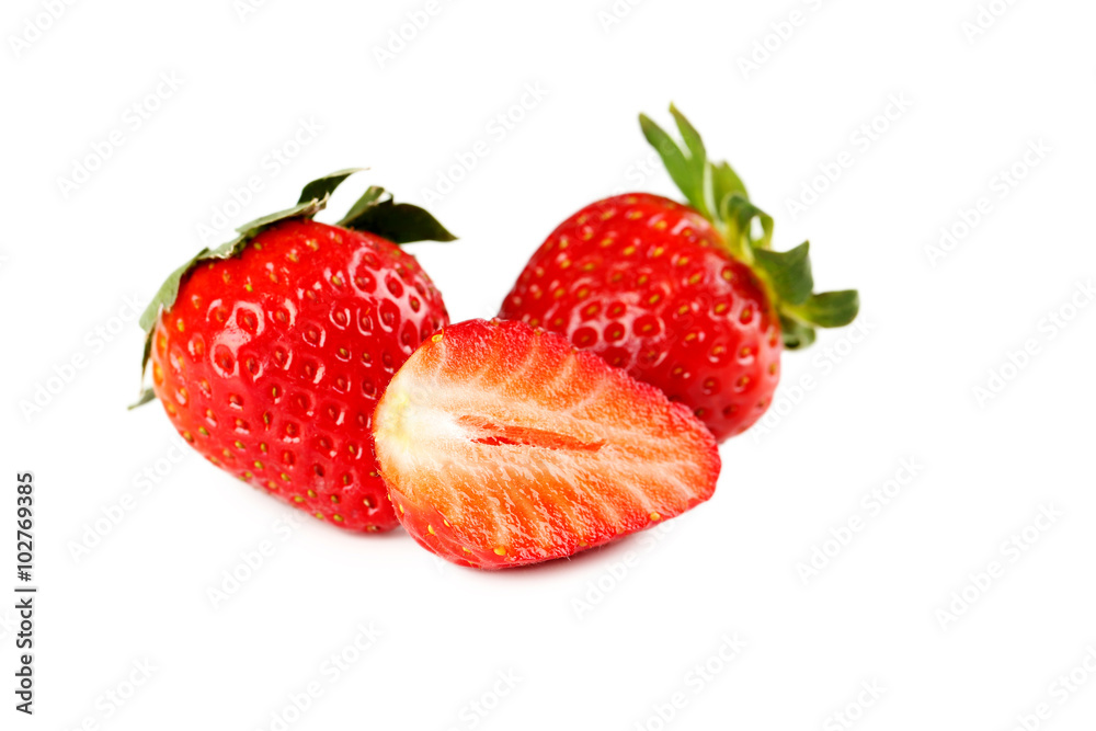 Strawberry isolated on a white, close up Strawberry isolated on a white, close up