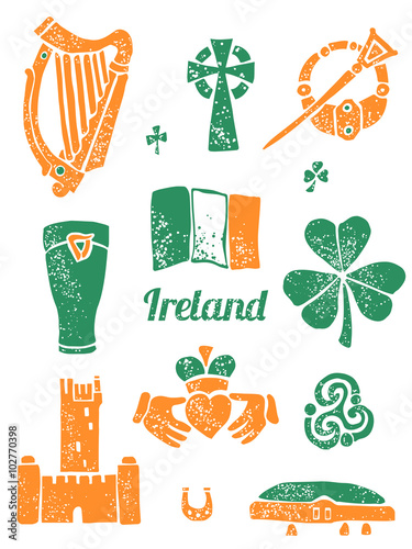 Symbol of Ireland set in lino style