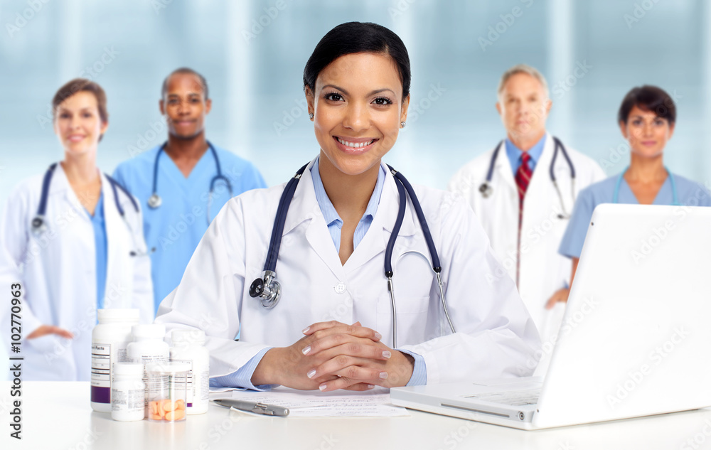 Asian Doctor woman with pills.