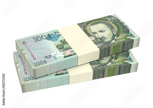 Fényképezés Paraguyan guarani bills isolated on white background
