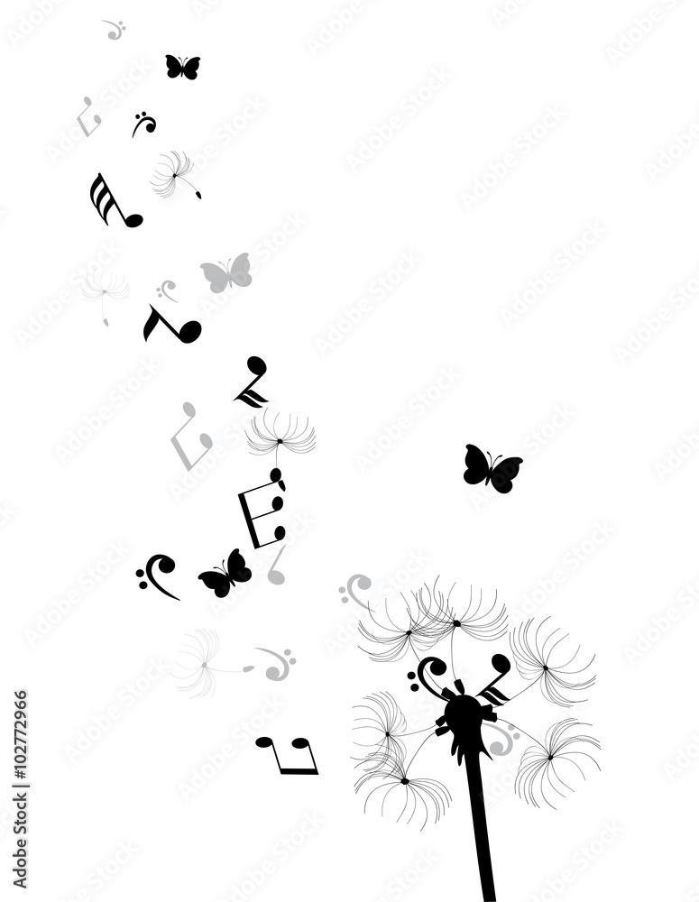 Obraz premium Vector Dandelion Silhouette