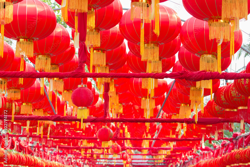 DOF Chinese paper lanterns for background