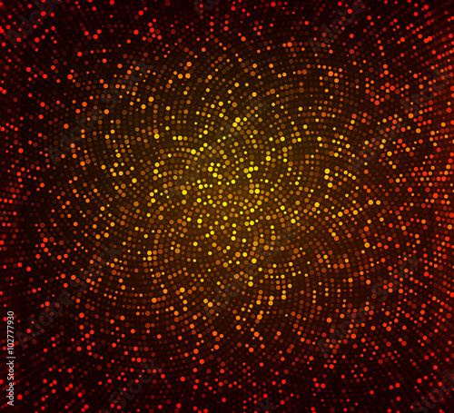 Abstract orange vector background. Glowing mosaic of circles
