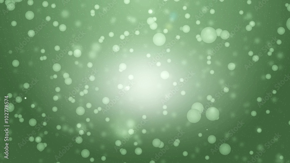 Moving Gloss Particles On Green Background. Moving Gloss Particles On Green Background.