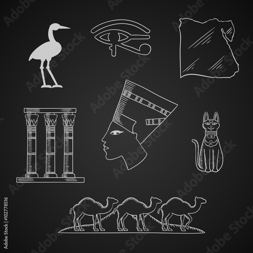 Ancient Egypt travel and art icons