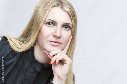 Portrait of Nice Smiling Happy Blond Woman. Caucasian Appearance