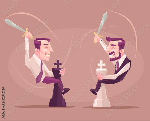 Business fight. Vector flat illustration