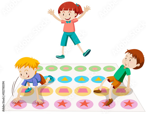 Children playing twister together